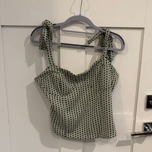 Free People Green and Black Patterned Tank Top